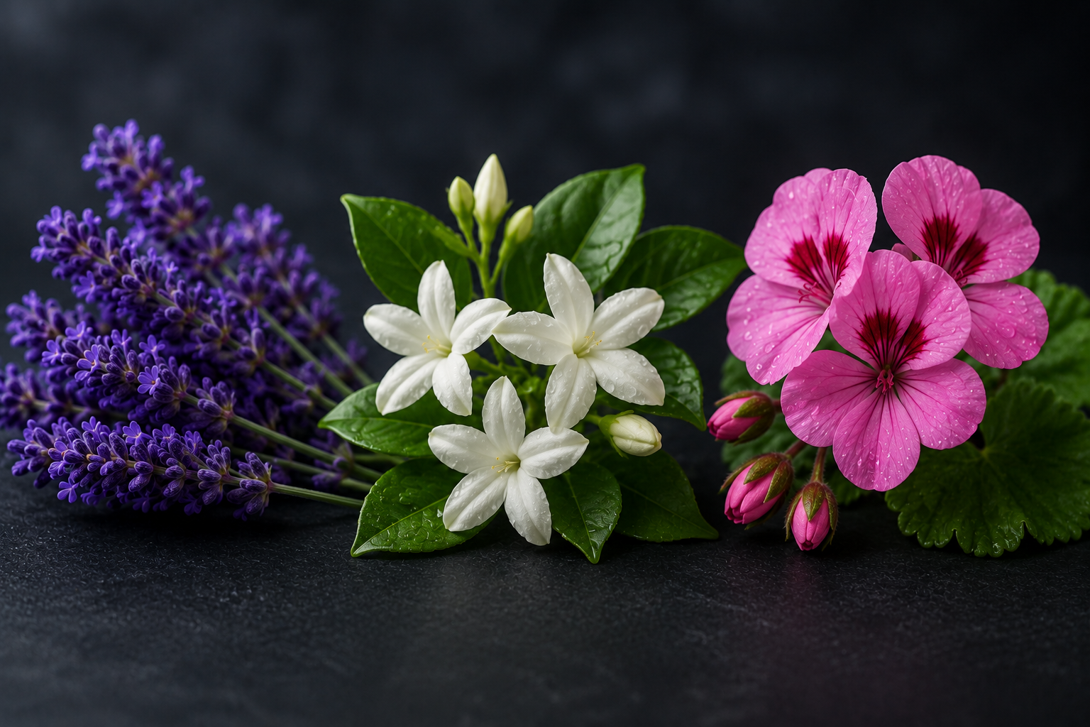 Lavender, Jasmine, Geranium